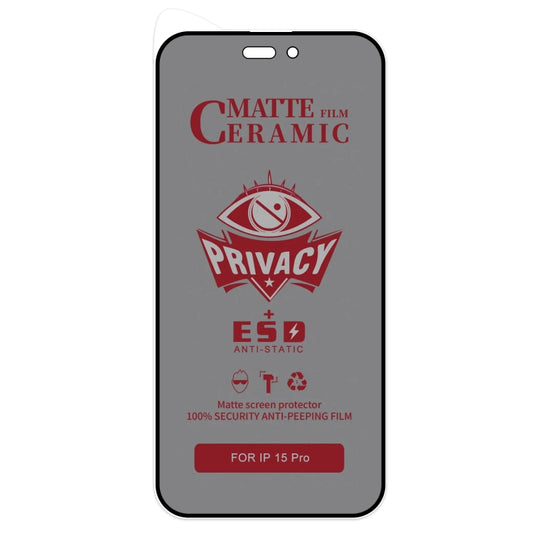 For iPhone 15 Pro Full Coverage Frosted Privacy Ceramic Film by buy2fix
