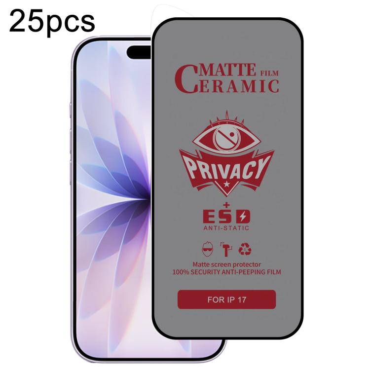 For iPhone 17 25pcs Full Coverage Frosted Privacy Ceramic Film - iPhone 17 Tempered Glass by buy2fix | Online Shopping UK | buy2fix