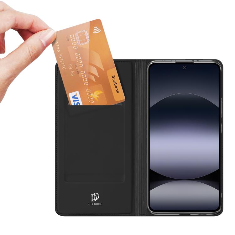 For Redmi Note 14 4G 163.25mm DUX DUCIS Skin Pro Series Flip Leather Phone Case(Black) - Note 14 Cases by DUX DUCIS | Online Shopping UK | buy2fix