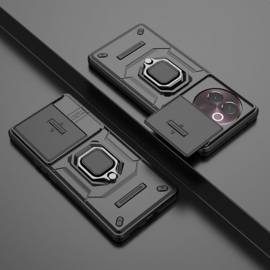 For vivo V30e 5G Global Sliding Camshield TPU + PC Shockproof Phone Case with Holder(Black) by buy2fix