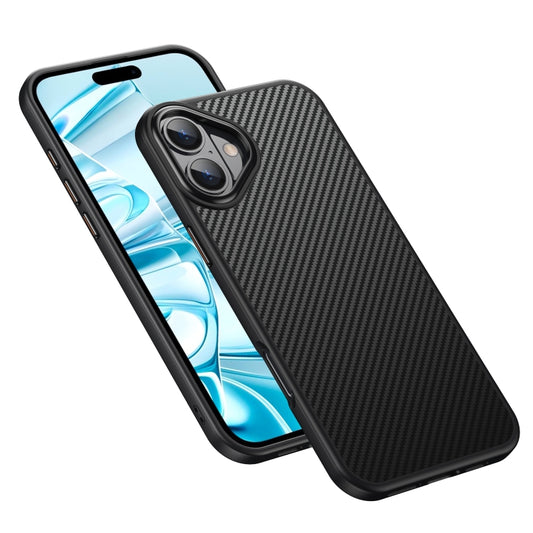 For iPhone 16 Plus Kevlar Fiber Shockproof MagSafe Phone Case(Black) by buy2fix