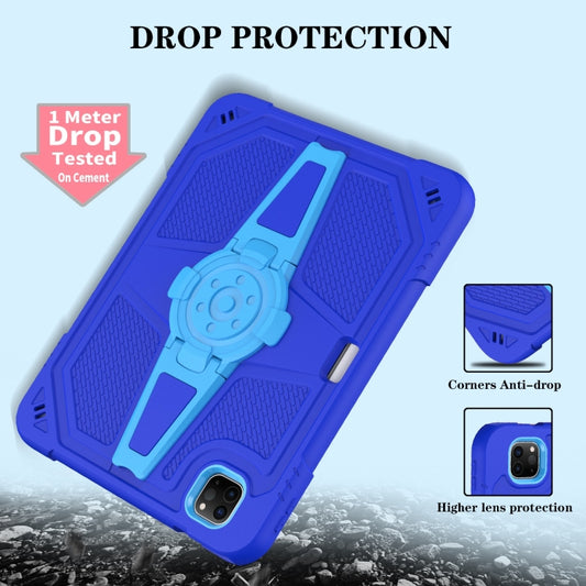 For iPad Air 2022 10.9 / Pro 11 2022 Punk Stand PC Hybrid Silicone Tablet Case with Shoulder Strap(Blue) - iPad Pro 11 (2022/2021) Cases by buy2fix | Online Shopping UK | buy2fix
