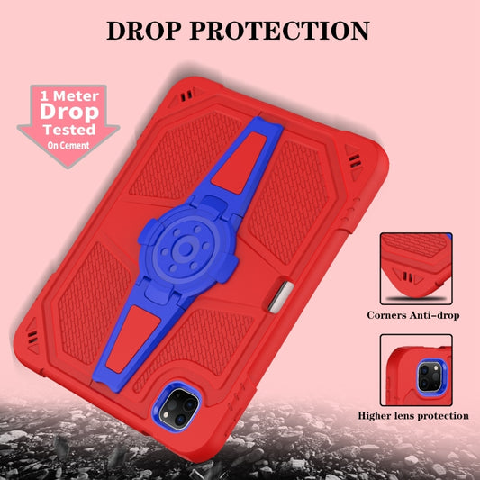 For iPad Air 2022 10.9 / Pro 11 2022 Punk Stand PC Hybrid Silicone Tablet Case with Shoulder Strap(Red Blue) - iPad Pro 11 (2022/2021) Cases by buy2fix | Online Shopping UK | buy2fix