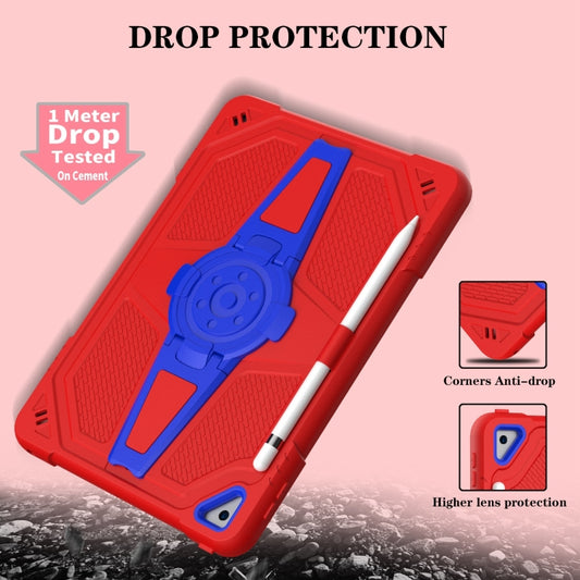 For iPad 10.2 2021 / 2020 / 2019 Punk Stand PC Hybrid Silicone Tablet Case with Shoulder Strap(Red Blue) - iPad 10.2 Cases by buy2fix | Online Shopping UK | buy2fix