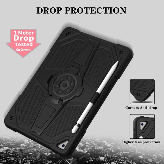 For iPad 10.2 2021 / 2020 / 2019 Punk Stand PC Hybrid Silicone Tablet Case with Shoulder Strap(Black) - iPad 10.2 Cases by buy2fix | Online Shopping UK | buy2fix