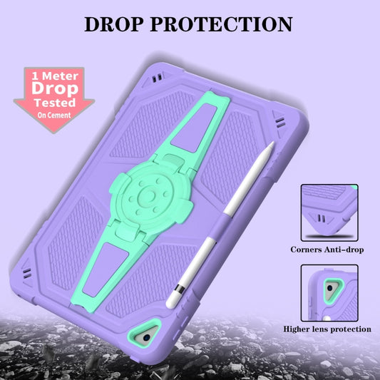 For iPad 10.2 2021 / 2020 / 2019 Punk Stand PC Hybrid Silicone Tablet Case with Shoulder Strap(Purple Teal) - iPad 10.2 Cases by buy2fix | Online Shopping UK | buy2fix