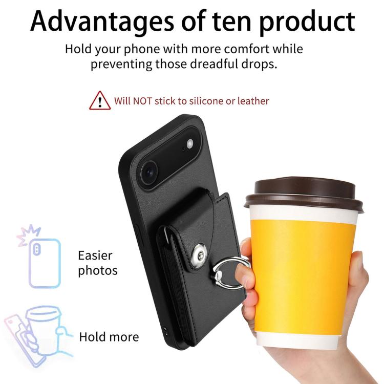 For iPhone Air Organ Card Bag Ring Holder Phone Case with Long Lanyard(Black) - iPhone Air Cases by buy2fix | Online Shopping UK | buy2fix
