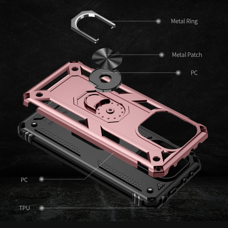 For Xiaomi Redmi Note 13 4G Shockproof TPU + PC Phone Case with Holder(Rose Gold) - Xiaomi Cases by buy2fix | Online Shopping UK | buy2fix