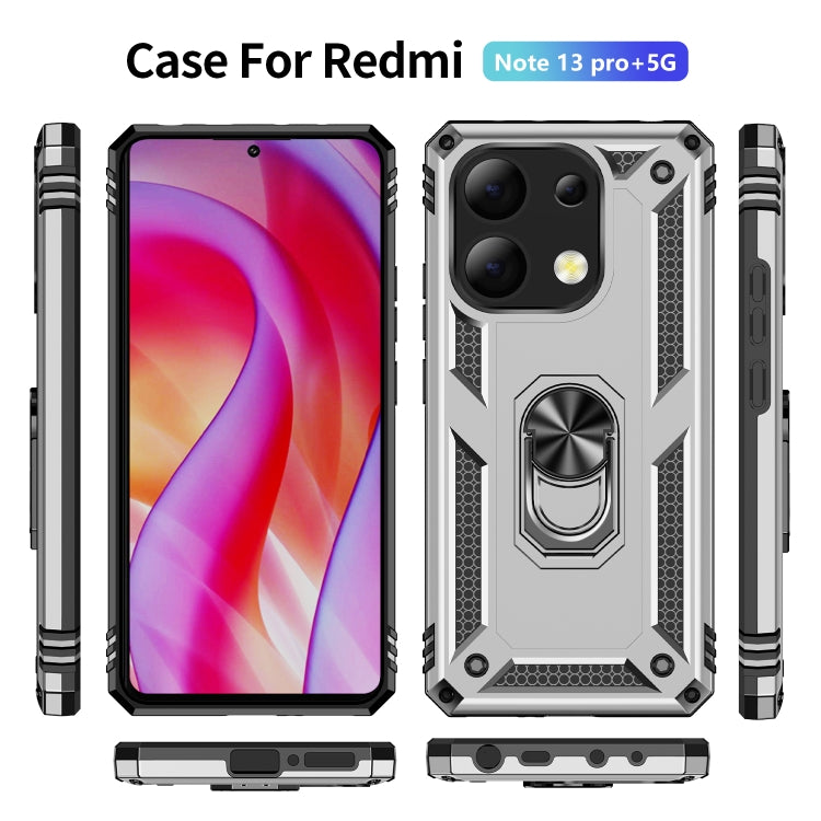 For Xiaomi Redmi Note 13 Pro+ 5G Shockproof TPU + PC Phone Case with Holder(Silver) - Xiaomi Cases by buy2fix | Online Shopping UK | buy2fix