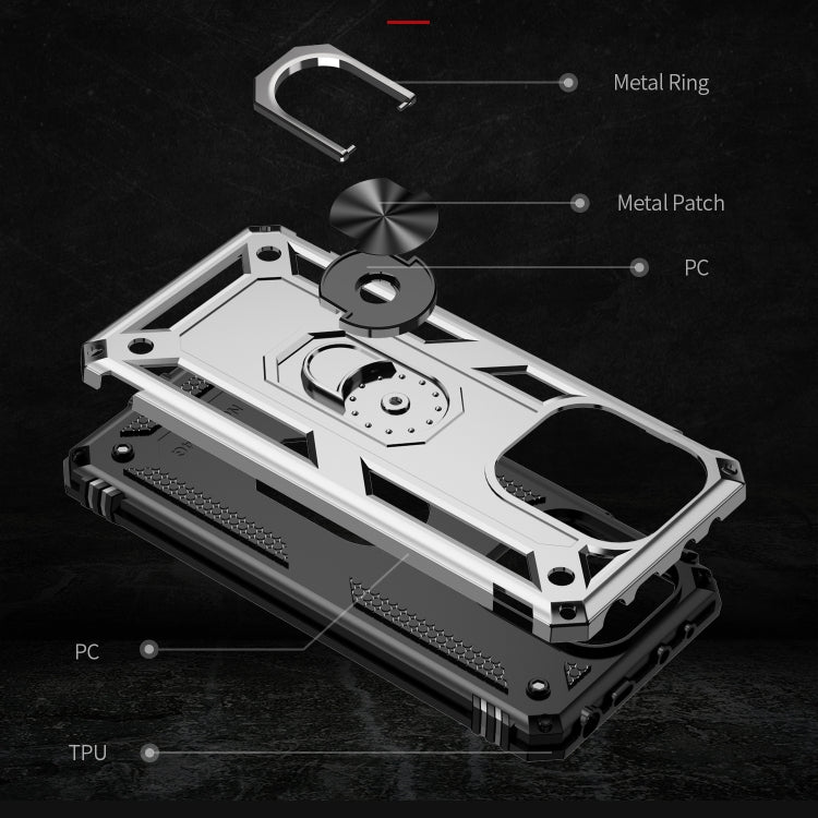 For Xiaomi Redmi Note 13 Pro+ 5G Shockproof TPU + PC Phone Case with Holder(Silver) - Xiaomi Cases by buy2fix | Online Shopping UK | buy2fix