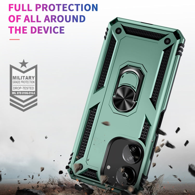 For Xiaomi Redmi 13C 4G/5G Shockproof TPU + PC Phone Case with Holder(Dark Green) by buy2fix