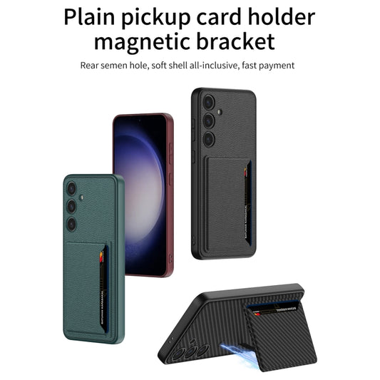 For Samsung Galaxy S24+ 5G GKK Ultra-thin Leather Card Slots Phone Case With Magnetic Holder(Green) by GKK