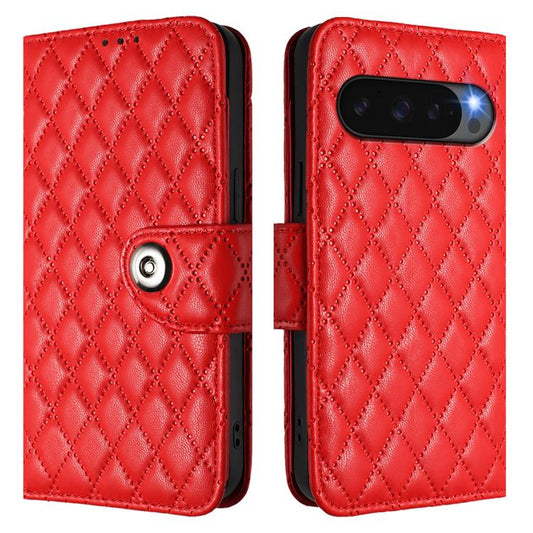 For Google Pixel 10 5G Global Rhombic Texture Flip Leather Phone Case with Lanyard(Red) - Google Cases by buy2fix | Online Shopping UK | buy2fix