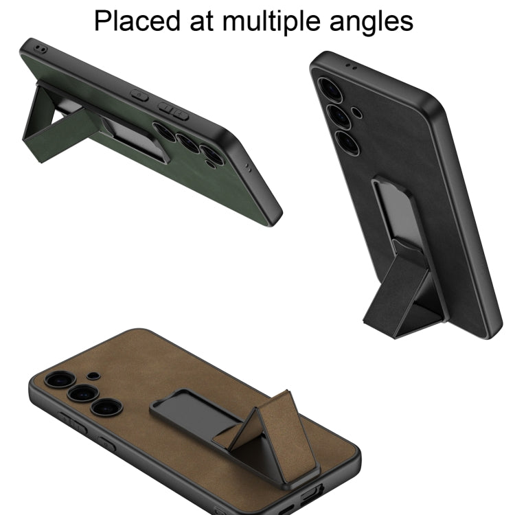 For Samsung Galaxy S24 5G GKK Skin Feel Frosted Leather Fold Holder Phone Case(Grey) by GKK