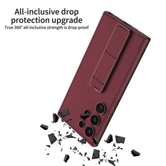 For Samsung Galaxy S24 Ultra 5G GKK Skin Feel Leather Fold Holder Phone Case(Green) by GKK