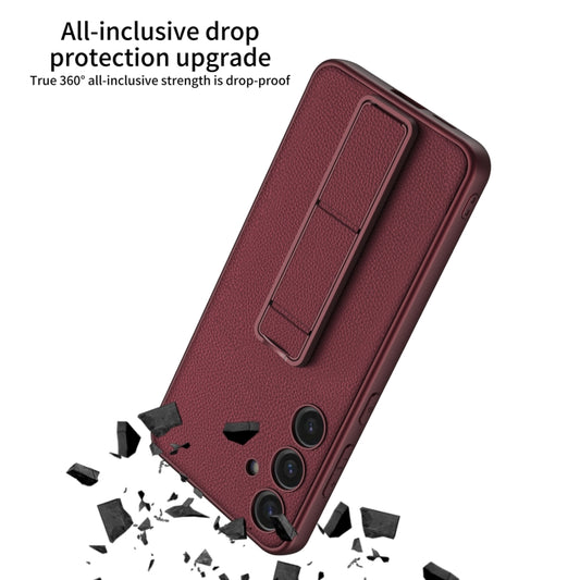 For Samsung Galaxy S24 5G GKK Skin Feel Leather Fold Holder Phone Case(Green) by GKK