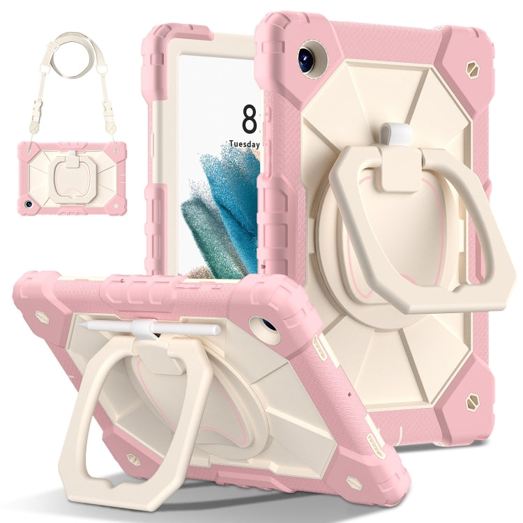 For Samsung Galaxy Tab A8 10.5 2021 Contrast Color Robot Silicone Hybrid PC Tablet Case(Rose Gold Beige) - Other Galaxy Tab PC by buy2fix | Online Shopping UK | buy2fix