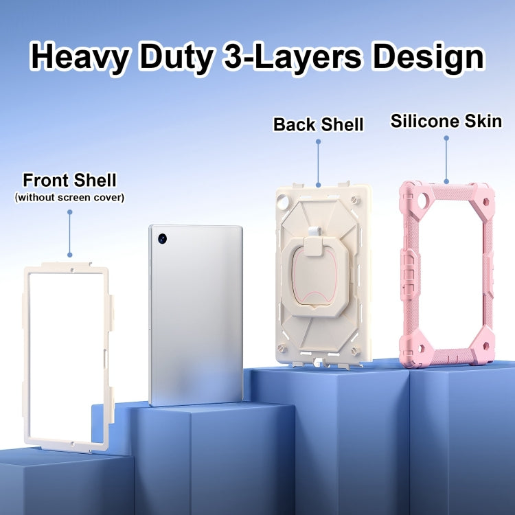 For Samsung Galaxy Tab A8 10.5 2021 Contrast Color Robot Silicone Hybrid PC Tablet Case(Rose Gold Beige) - Other Galaxy Tab PC by buy2fix | Online Shopping UK | buy2fix