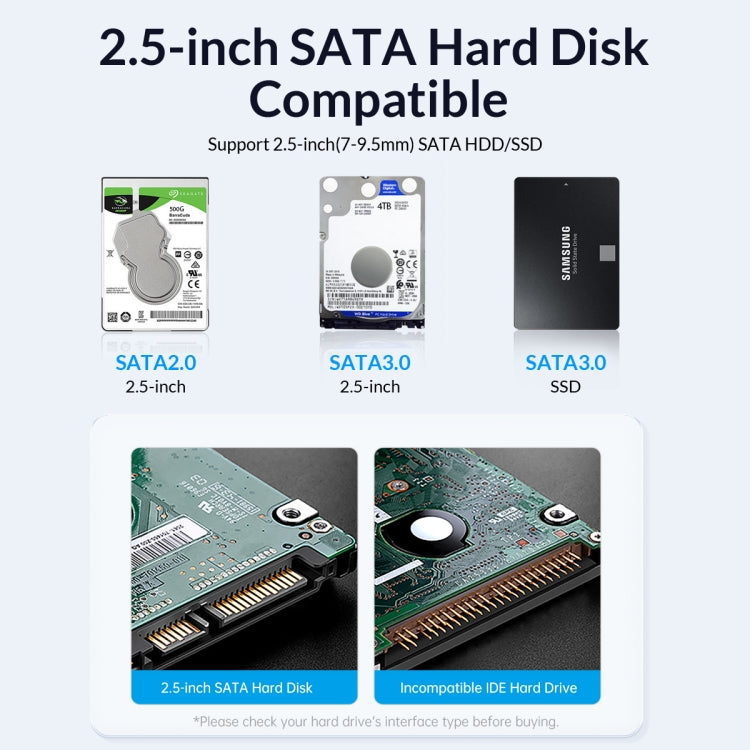 ORICO DZ25C3-CR 2.5-inch Type-C 5Gbps External Storage HDD Case(Black) by ORICO