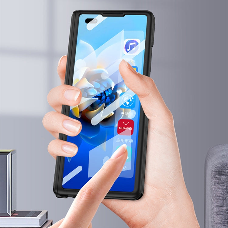 For Huawei Mate X2 GKK Integrated Frosted Leather HD Fold Hinge Phone Case with Holder(Grey) - Huawei Cases by GKK | Online Shopping UK | buy2fix