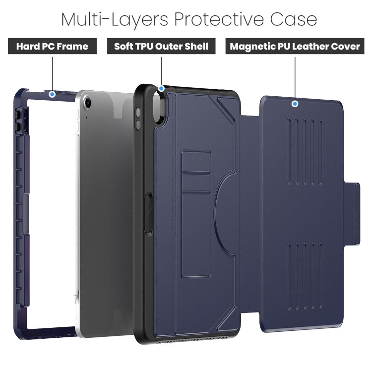 For iPad Air 11 2025 / 2024 Notebook Magnetic Leather Tablet Case(Navy Blue) - iPad Air 11 2025 / 2024 Cases by buy2fix | Online Shopping UK | buy2fix