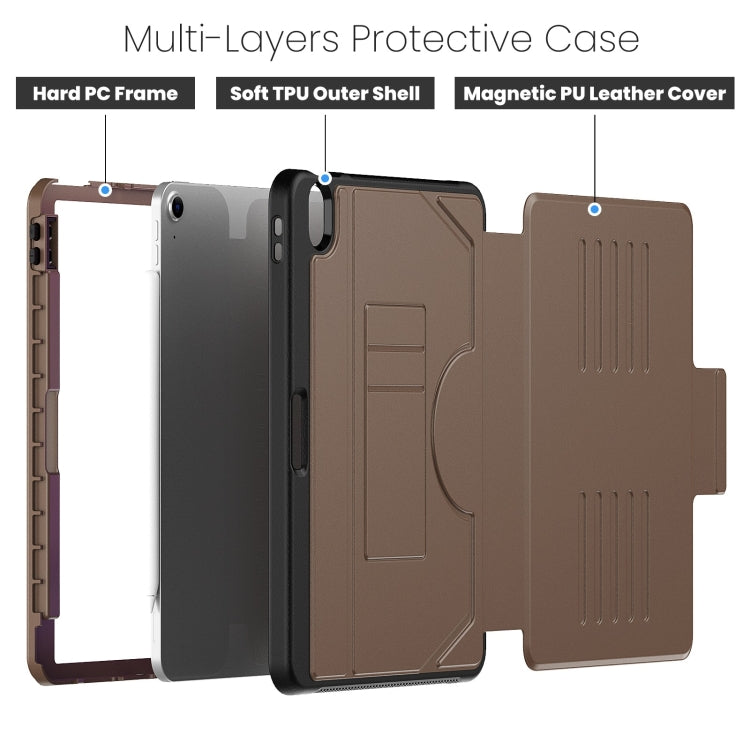For iPad Air 11 2025 / 2024 Notebook Magnetic Leather Tablet Case(Brown) - iPad Air 11 2025 / 2024 Cases by buy2fix | Online Shopping UK | buy2fix