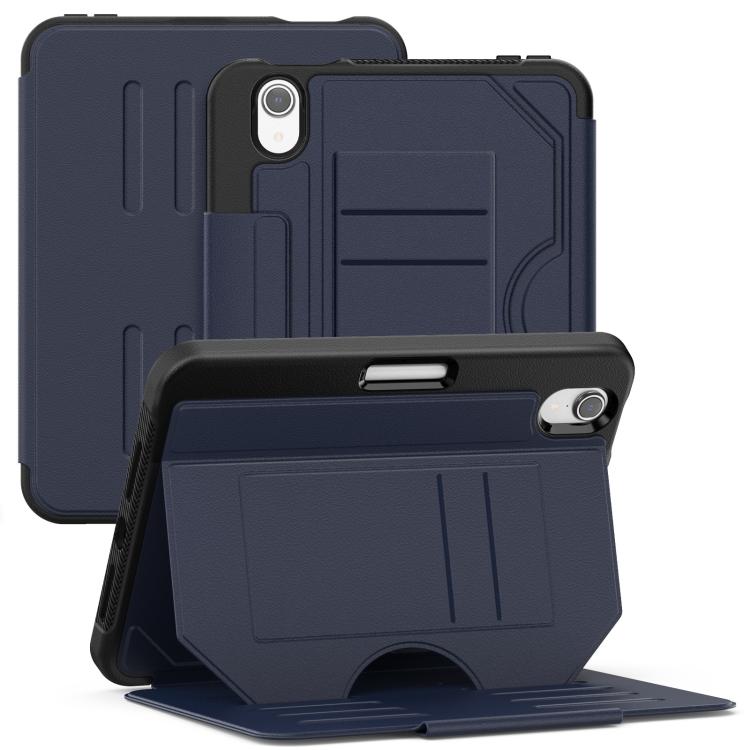 For iPad mini 2024 / mini 6 Notebook Magnetic Leather Tablet Case(Navy Blue) - iPad mini 2024 Cases by buy2fix | Online Shopping UK | buy2fix