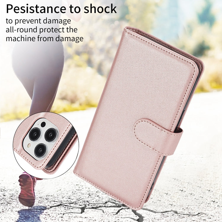 For iPhone 16 Pro Multi-Card Wallet RFID Leather Phone Case(Rose Gold) by buy2fix