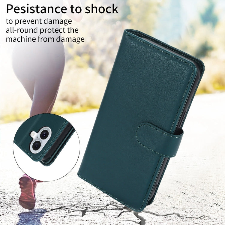 For iPhone 16 Plus Multi-Card Wallet RFID Leather Phone Case(Green) by buy2fix