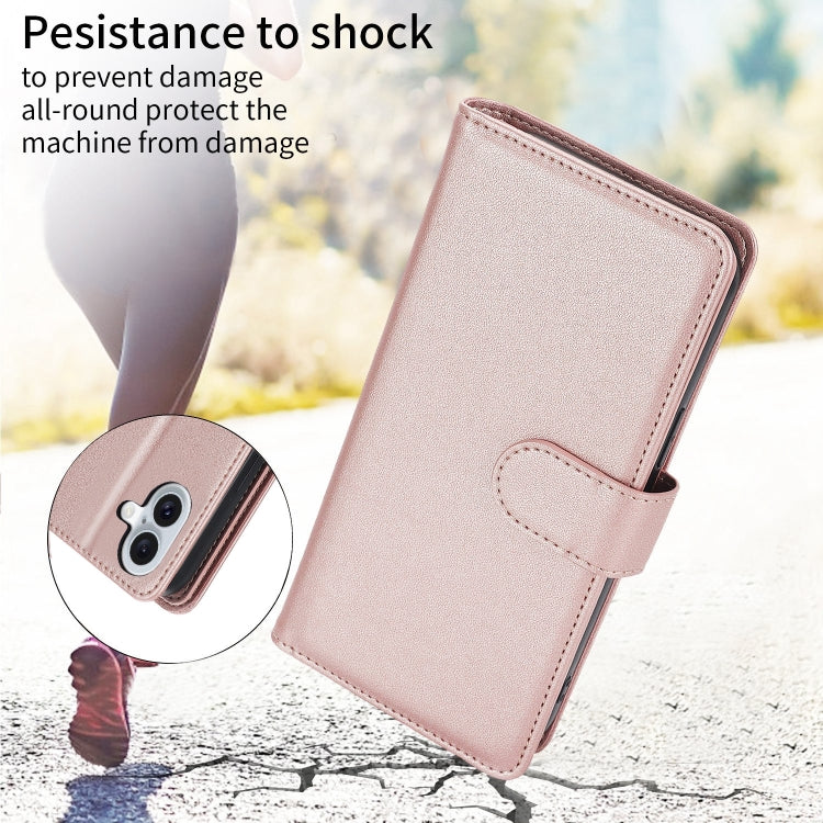 For iPhone 16 Plus Multi-Card Wallet RFID Leather Phone Case(Rose Gold) by buy2fix