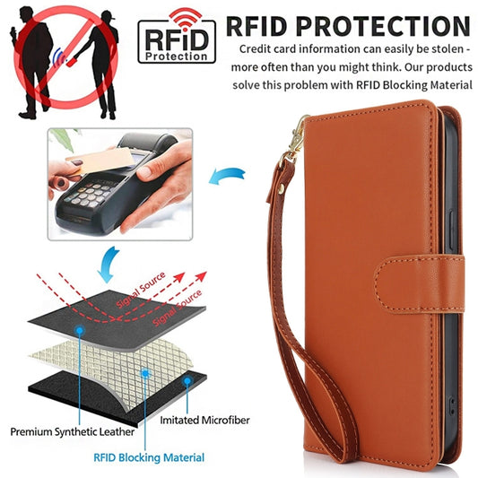 For iPhone 16 Plus Multi-Card Wallet RFID Leather Phone Case(Brown) by buy2fix