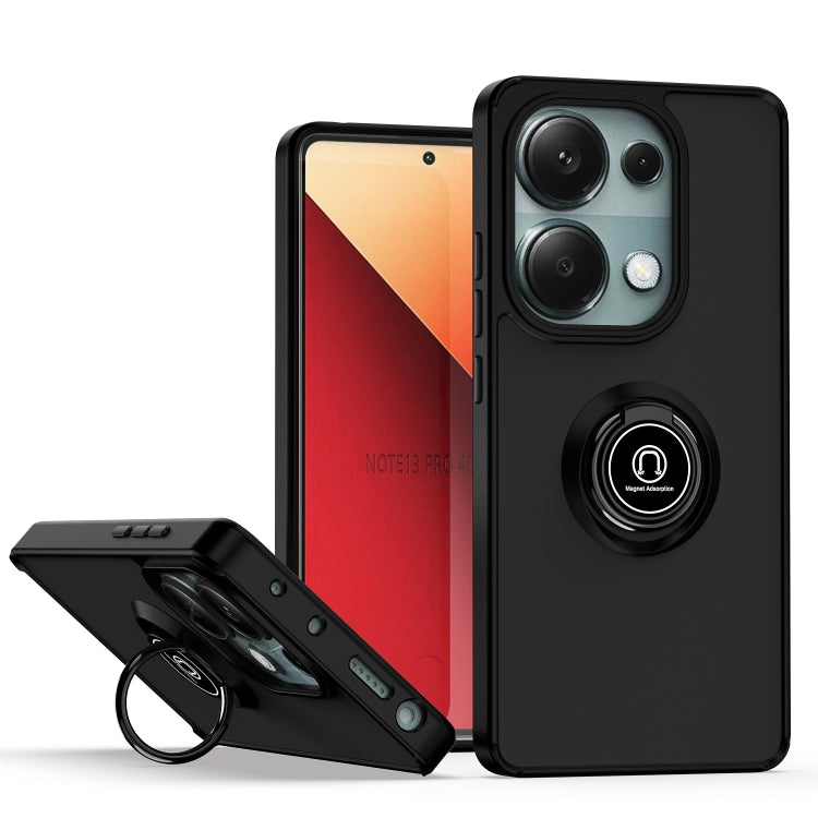 For Xiaomi Redmi Note 13 Pro 4G Q Shadow 1 Series TPU + PC Phone Case with Ring(Black+Black) - Xiaomi Cases by buy2fix | Online Shopping UK | buy2fix