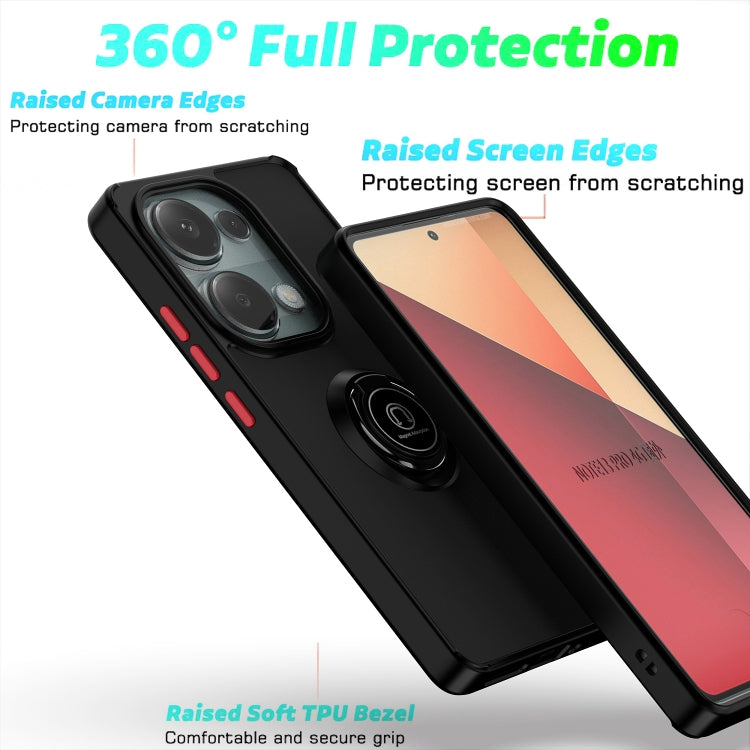 For Xiaomi Redmi Note 13 Pro 4G Q Shadow 1 Series TPU + PC Phone Case with Ring(Black+Black) - Xiaomi Cases by buy2fix | Online Shopping UK | buy2fix