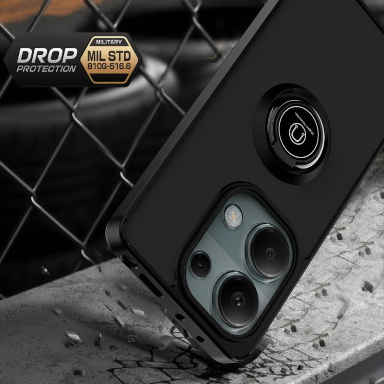 For Xiaomi Redmi Note 13 Pro 4G Q Shadow 1 Series TPU + PC Phone Case with Ring(Black+Black) - Xiaomi Cases by buy2fix | Online Shopping UK | buy2fix
