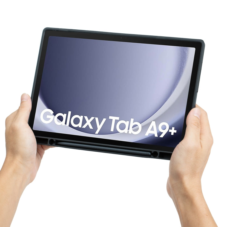 For Samsung Galaxy Tab A9+ X210 TA09B-AS Pen Tray Style Detachable Bluetooth Keyboard Leather Case with Touch Backlight(Black) by buy2fix