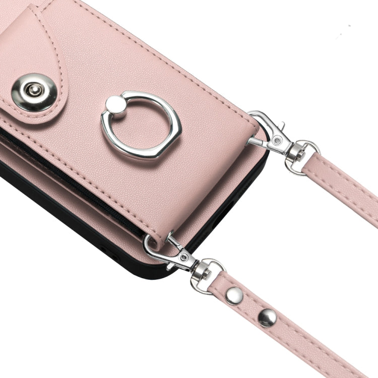 For Xiaomi Redmi Note 13 5G Global Organ Card Bag Ring Holder Phone Case with Long Lanyard(Pink) - Xiaomi Cases by buy2fix | Online Shopping UK | buy2fix