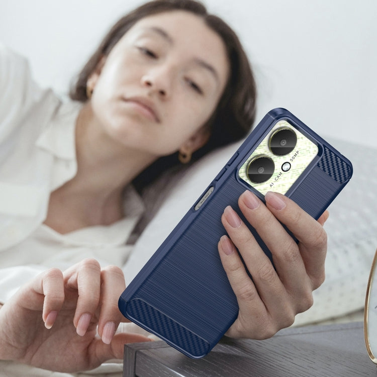 For Xiaomi Redmi 13C 4G Brushed Texture Carbon Fiber TPU Phone Case(Blue) by buy2fix