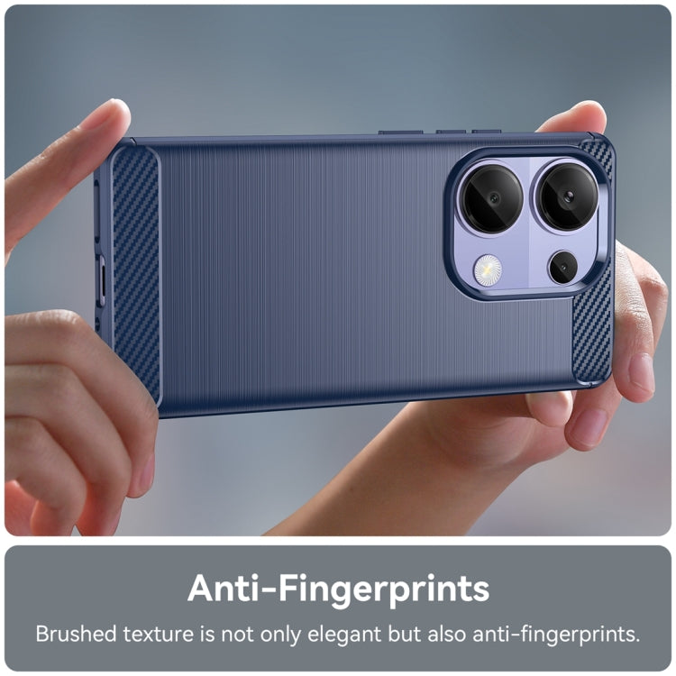 For Xiaomi Redmi Note 13 Pro 4G Global Brushed Texture Carbon Fiber TPU Phone Case(Blue) - Note 13 Pro Cases by buy2fix | Online Shopping UK | buy2fix