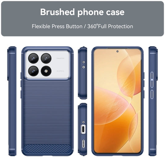 For Xiaomi Redmi K70 Brushed Texture Carbon Fiber TPU Phone Case(Blue) by buy2fix