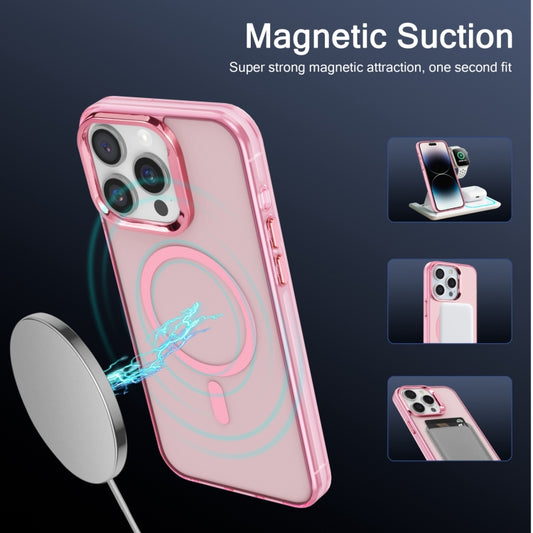 For iPhone 15 Plus Electroplated IMD Magsafe PC Hybrid TPU Phone Case(Pink) by buy2fix