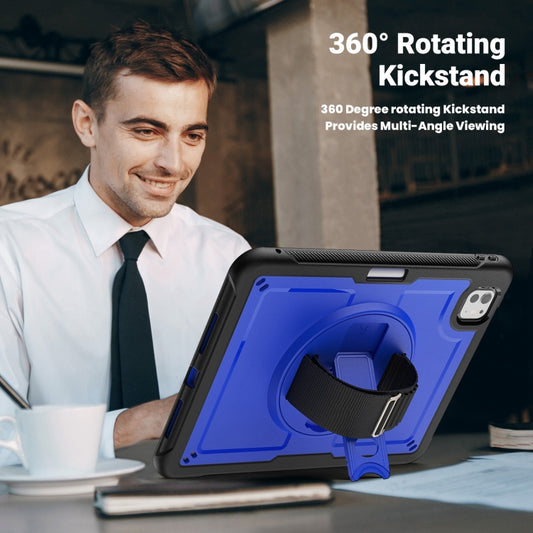 For iPad Pro 11 2025 / 2024 Honeycomb Hand Grip Turntable Stand Tablet Case(Dark Blue) by buy2fix