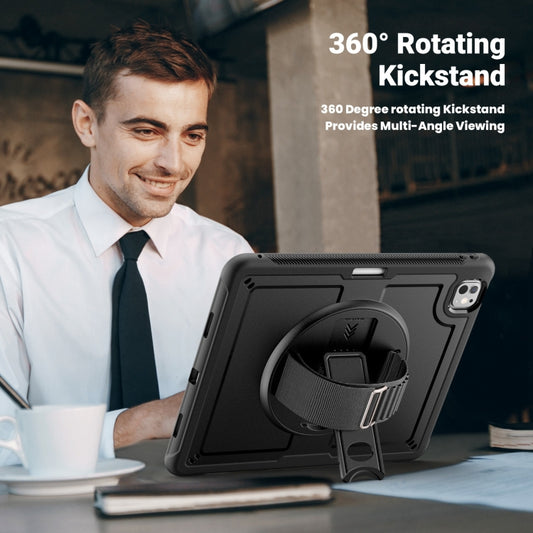 For iPad Pro 13 2025 / 2024 Honeycomb Hand Grip Turntable Stand Tablet Case(Black) by buy2fix