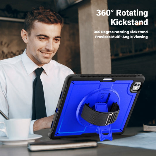 For iPad Pro 13 2025 / 2024 Honeycomb Hand Grip Turntable Stand Tablet Case(Dark Blue) by buy2fix