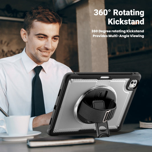 For iPad Pro 13 2025 / 2024 Honeycomb Hand Grip Turntable Stand Tablet Case(Transparent) by buy2fix