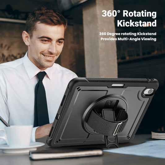 For iPad Air 11 2025 / 2024 Honeycomb Hand Grip Turntable Stand Tablet Case(Black) by buy2fix