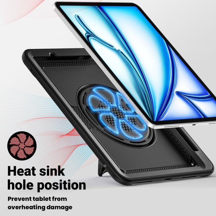 For iPad Air 11 2025 / 2024 Honeycomb Hand Grip Turntable Stand Tablet Case(Black) - iPad Air 11 2025 / 2024 Cases by buy2fix | Online Shopping UK | buy2fix