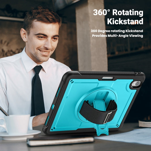 For iPad Air 11 2025 / 2024 Honeycomb Hand Grip Turntable Stand Tablet Case(Light Blue) by buy2fix