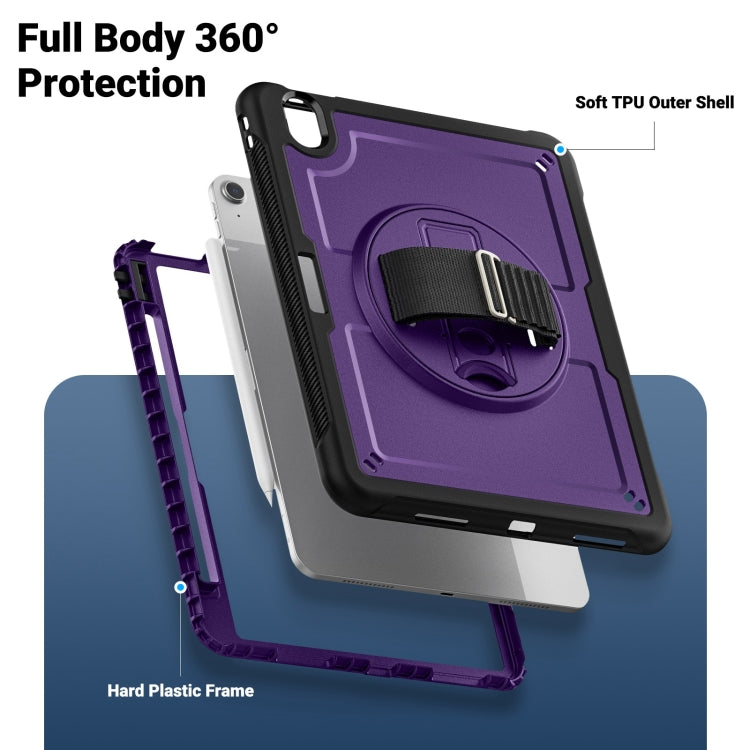 For iPad Air 11 2025 / 2024 Honeycomb Hand Grip Turntable Stand Tablet Case(Purple) - iPad Air 11 2025 / 2024 Cases by buy2fix | Online Shopping UK | buy2fix