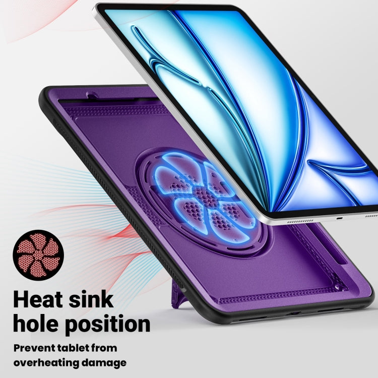 For iPad Air 11 2025 / 2024 Honeycomb Hand Grip Turntable Stand Tablet Case(Purple) - iPad Air 11 2025 / 2024 Cases by buy2fix | Online Shopping UK | buy2fix