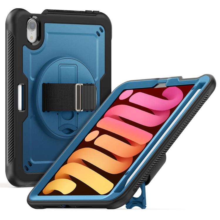 For iPad mini 2024 / mini 6 Honeycomb Hand Grip Turntable Stand Tablet Case(Navy Blue) - iPad mini 2024 Cases by buy2fix | Online Shopping UK | buy2fix